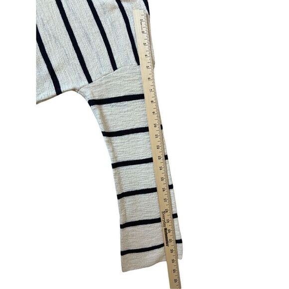 NEW J.Jill Hooded Top size M Cotton Blend Striped Cream Navy Black - Picture 6 of 8